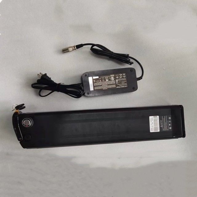 সিলভার ফিশ লিথিয়াম ব্যাটারি 48V 25Ah দৈর্ঘ্য 630mm চার্জার সহ ই বাইকের জন্য