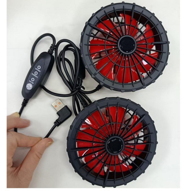 জ্যাকেট কুলিং ফ্যান ১২V ফ্যান USB কন্ট্রোল বাতাসের গতি ১২V উচ্চ ৯V মাঝারি ৫V নিম্ন